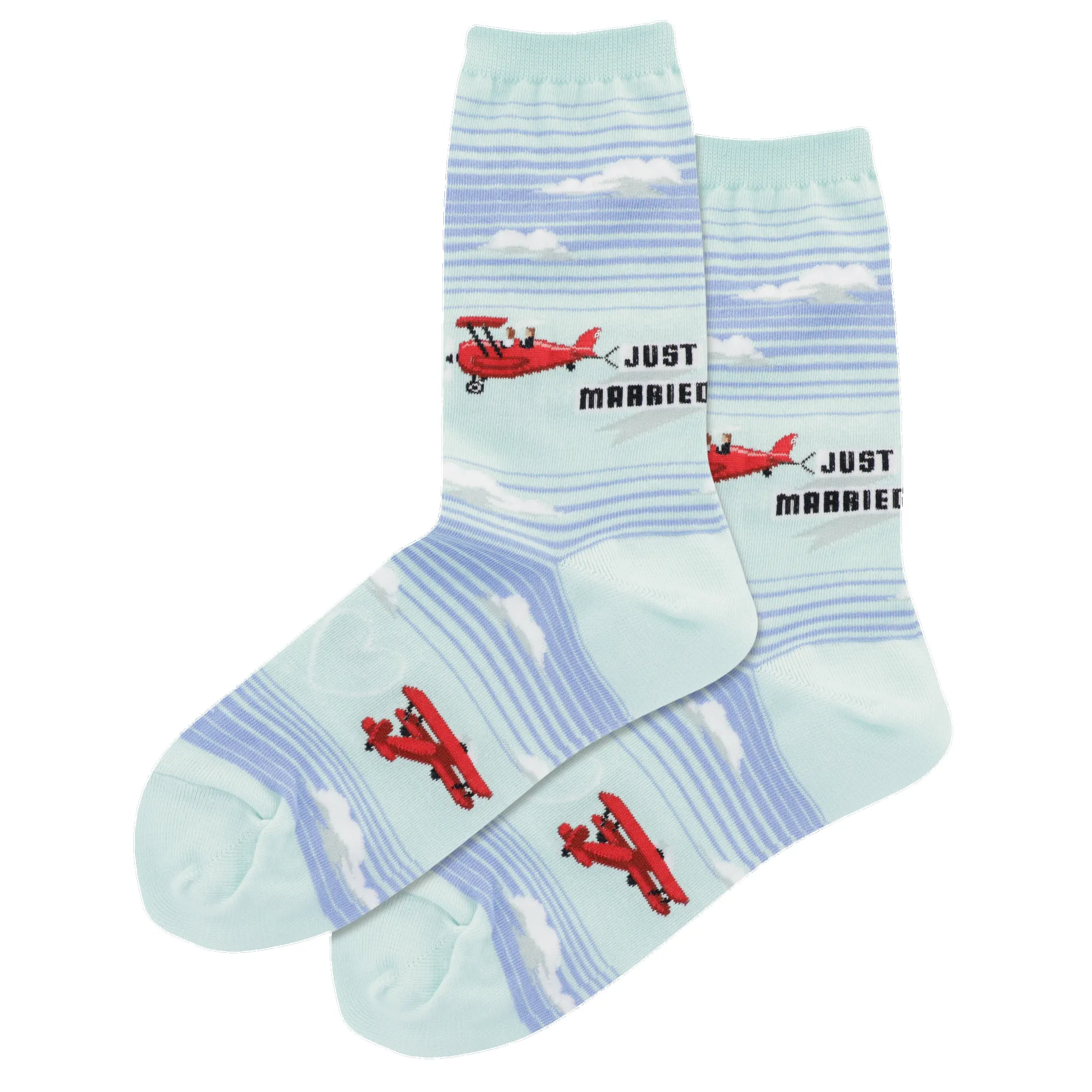 "Just Married" Cotton Crew Socks by Hot Sox - Medium sold by Great Sox