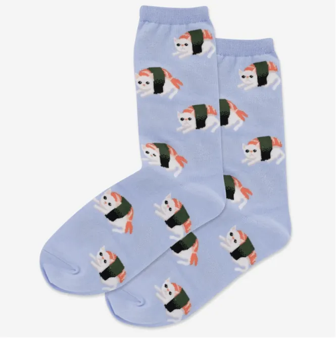 "Sushi Cat" Cotton Crew Socks by Hot Sox sold by Great Sox product image thumbnail 2