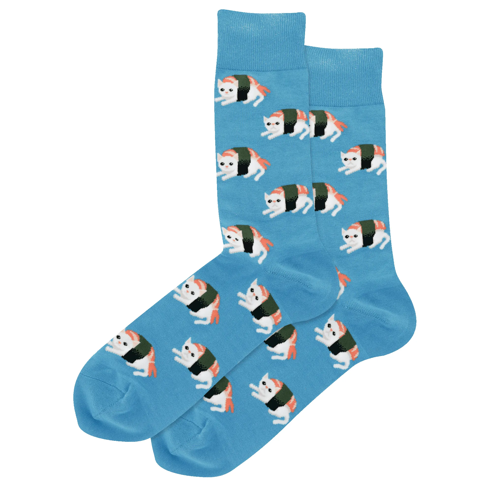 "Sushi Cat" Cotton Crew Socks by Hot Sox sold by Great Sox