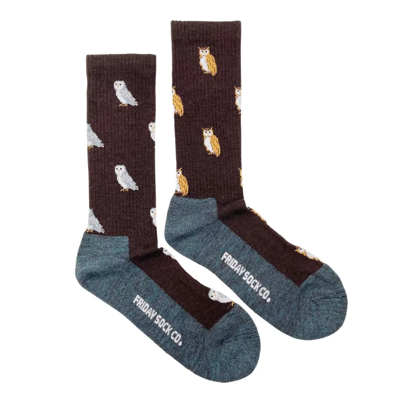 "Owl" 70% Merino Wool Socks by Friday Sox Co - Large sold by Great Sox
