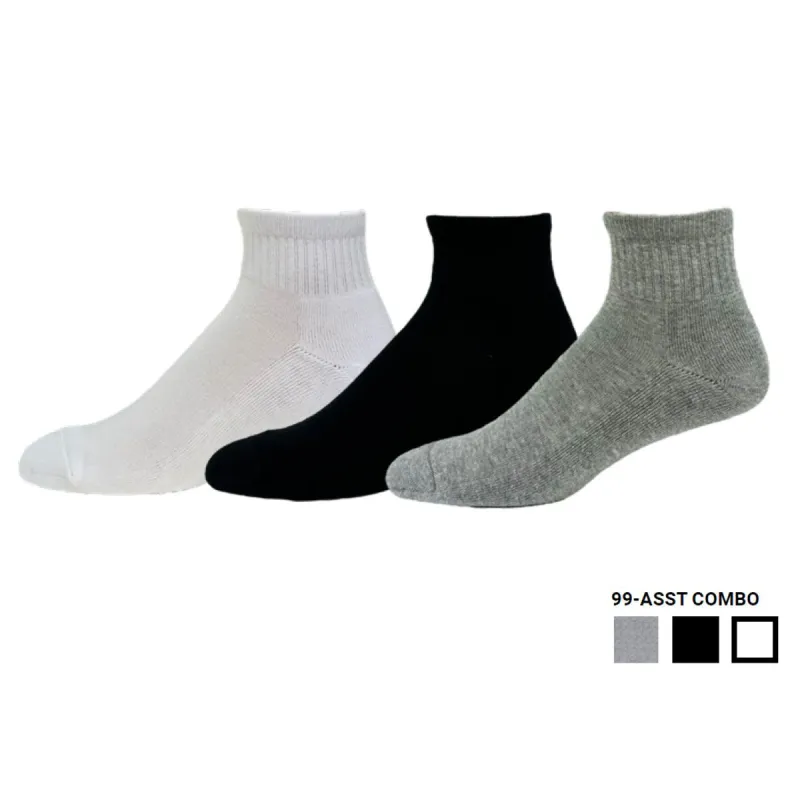 "90% Cotton Quarter" Athletic Ankle Socks (3 Pairs) by KEY sold by Great Sox