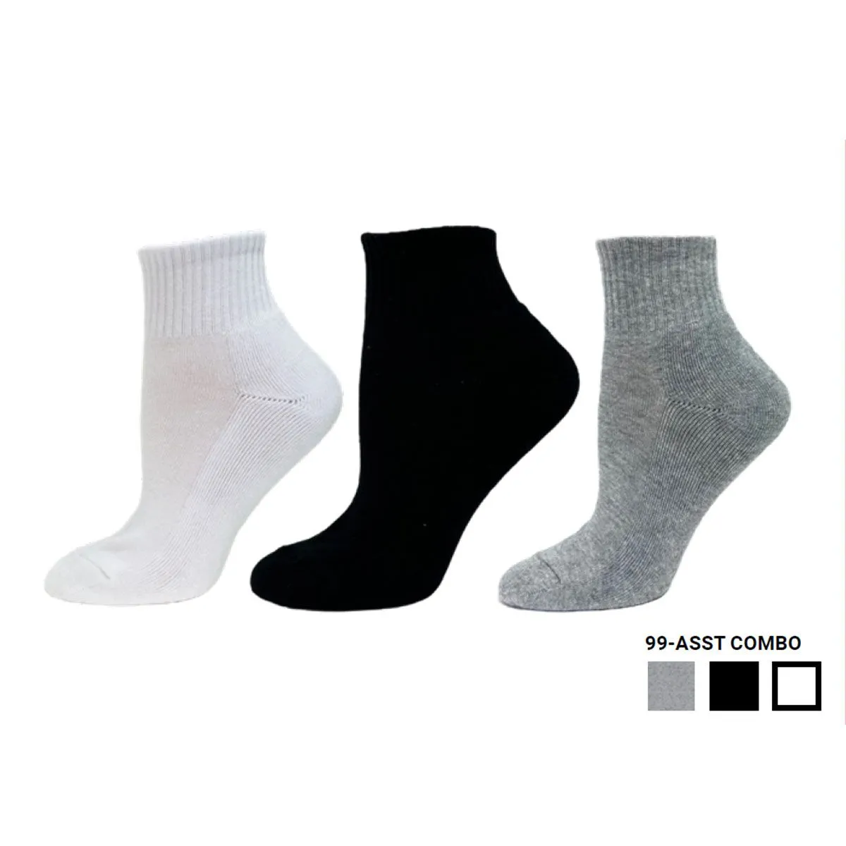 "90% Cotton Quarter" Athletic Ankle Socks (3 Pairs) by KEY sold by Great Sox product image thumbnail 2
