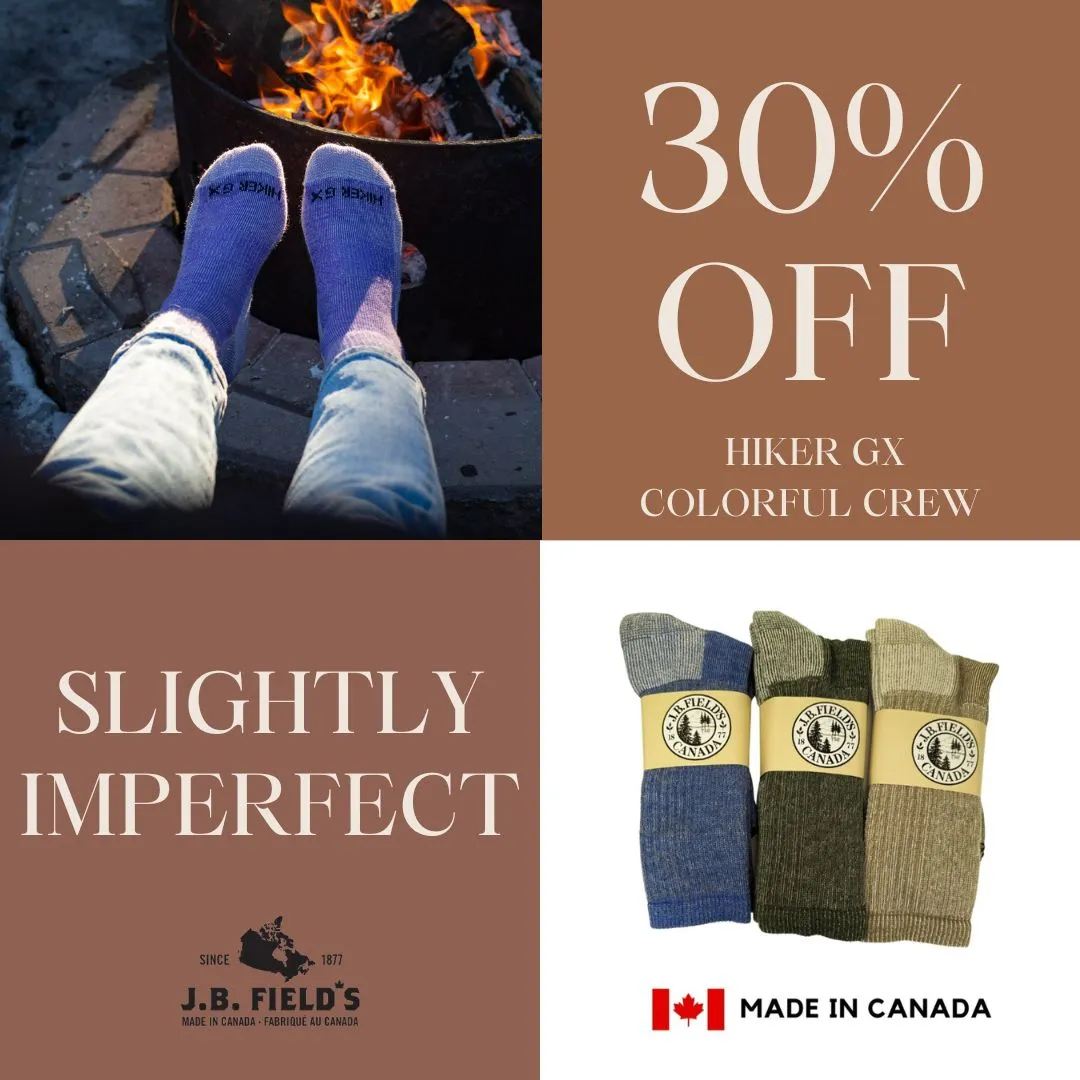 3 PAIR - J.B. Field's "Hiker GX" Merino Wool Hiking Sock (SLIGHTLY IMPERFECT) - COLOURFUL sold by Great Sox