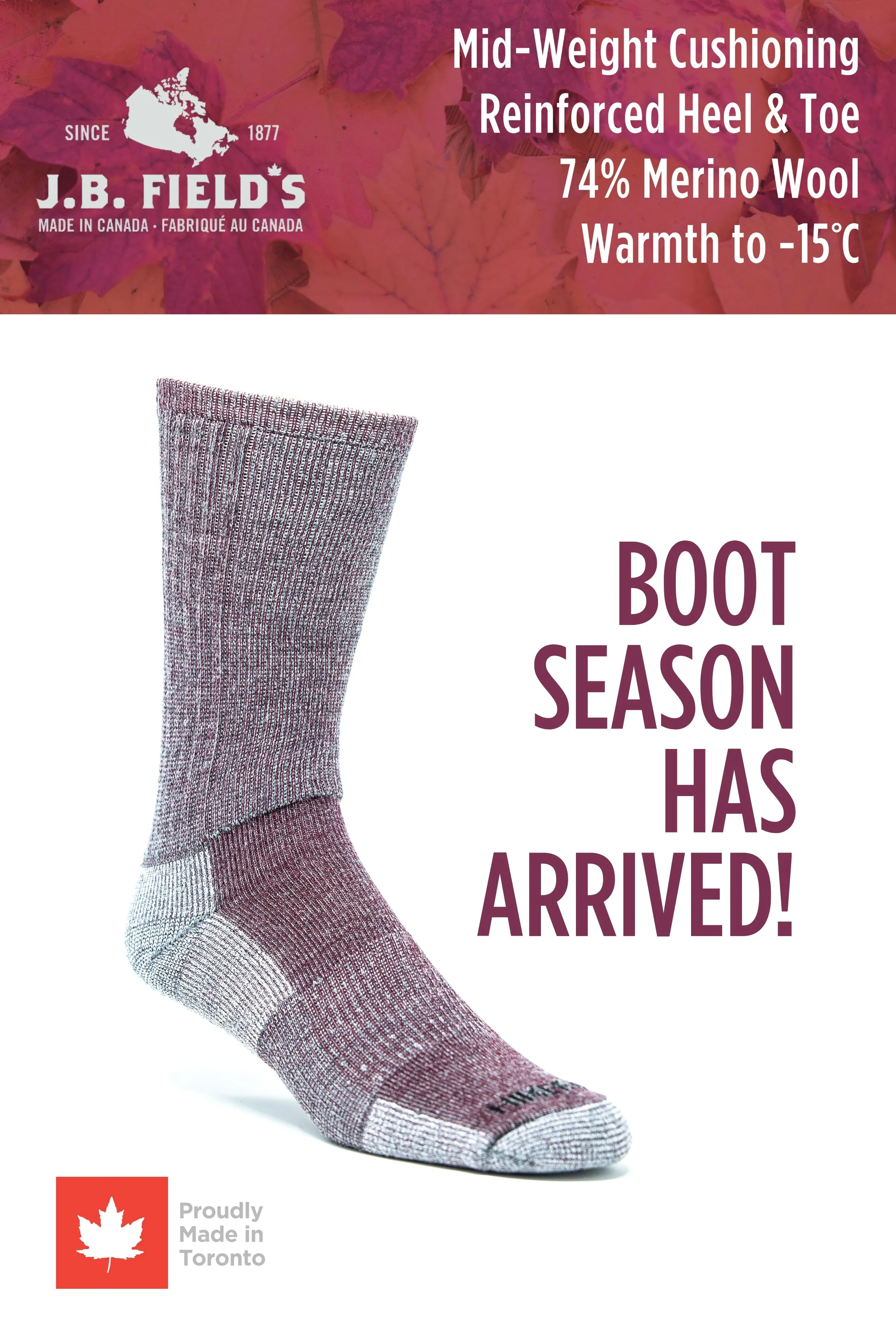 3 PAIR - J.B. Field's "Hiker GX" Merino Wool Hiking Sock (SLIGHTLY IMPERFECT) - COLOURFUL sold by Great Sox product image thumbnail 3