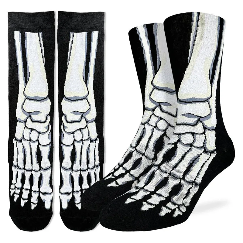 "Skeleton Feet" Crew Socks by Good Luck Sock - Large sold by Great Sox