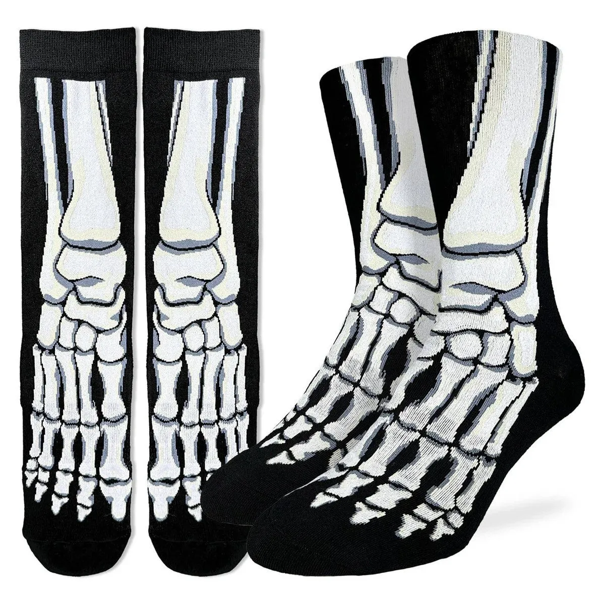 "Skeleton Feet" Crew Socks by Good Luck Sock - Large sold by Great Sox
