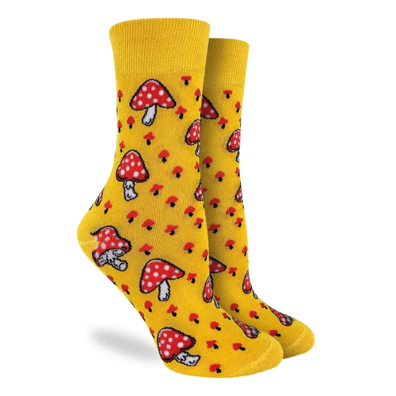 "Amanita Mushrooms" Cotton Crew Socks by Good Luck Sock sold by Great Sox