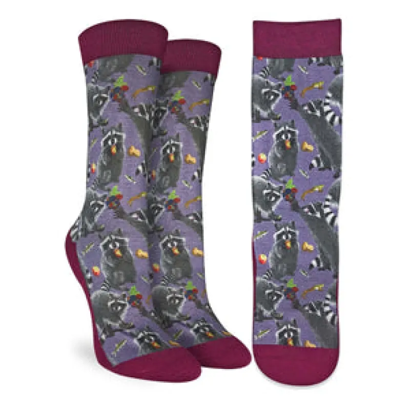 "Hungry Racoons" Crew Socks by Good Luck Sock - Medium sold by Great Sox