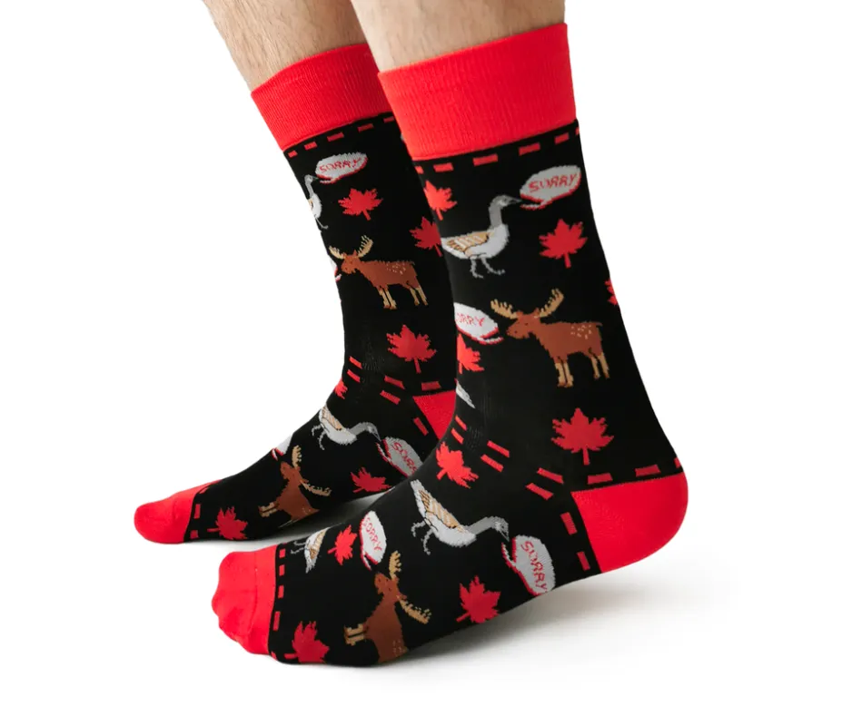 "Sorry" Cotton Canadian Socks by Uptown Sox sold by Great Sox