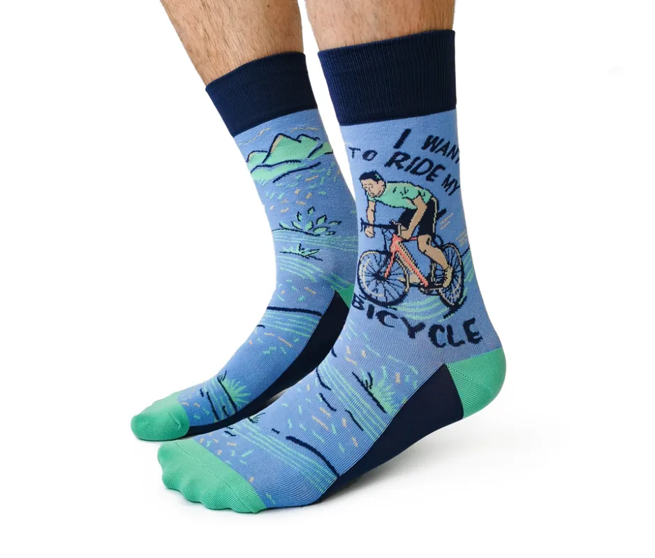 "Cycling Spokesman" Cotton Crew Socks by Uptown Sox - Large sold by Great Sox