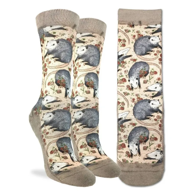 "Opossum" Crew Socks by Good Luck Sock - Medium sold by Great Sox