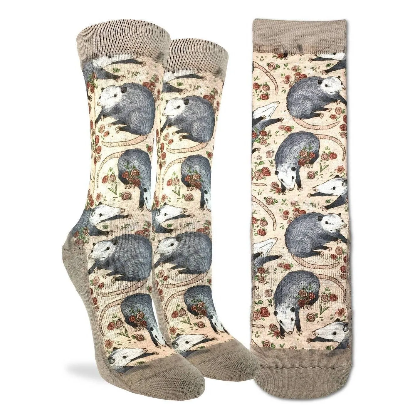 "Opossum" Crew Socks by Good Luck Sock - Medium sold by Great Sox
