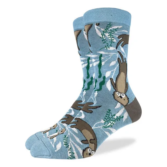 "Sea Otter" Cotton Crew Socks by Good Luck Sock sold by Great Sox