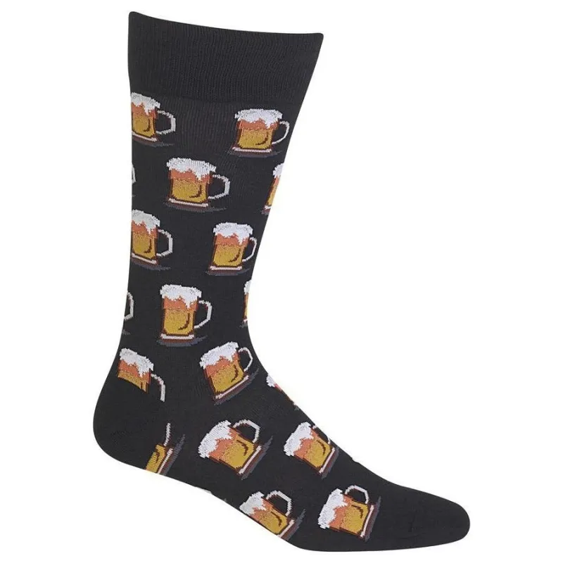 "Beer" Cotton Crew Socks by Hot Sox - Large sold by Great Sox