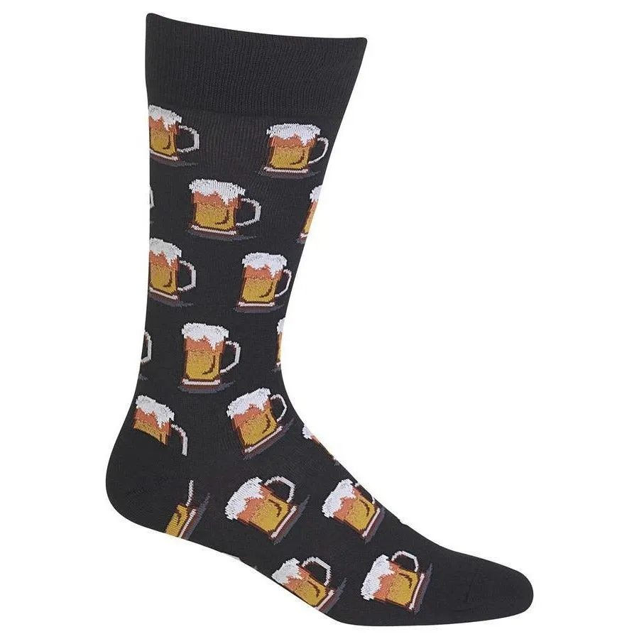 "Beer" Cotton Crew Socks by Hot Sox - Large sold by Great Sox