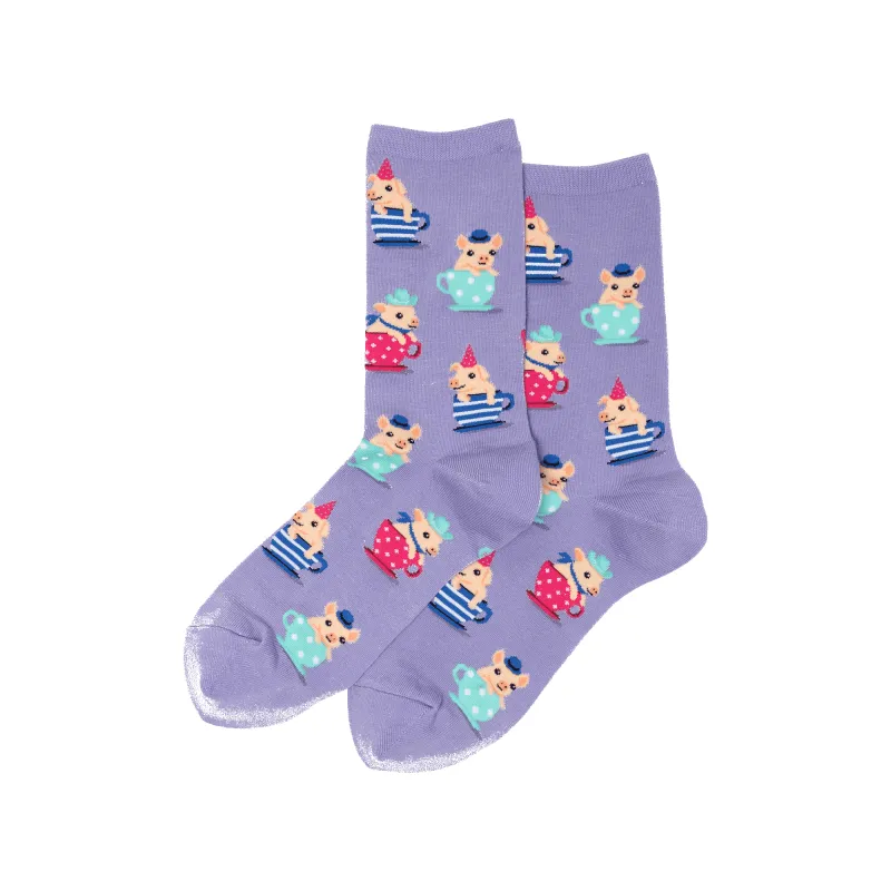 "Teacup Pigs" Cotton Crew Socks by Hot Sox - Medium sold by Great Sox