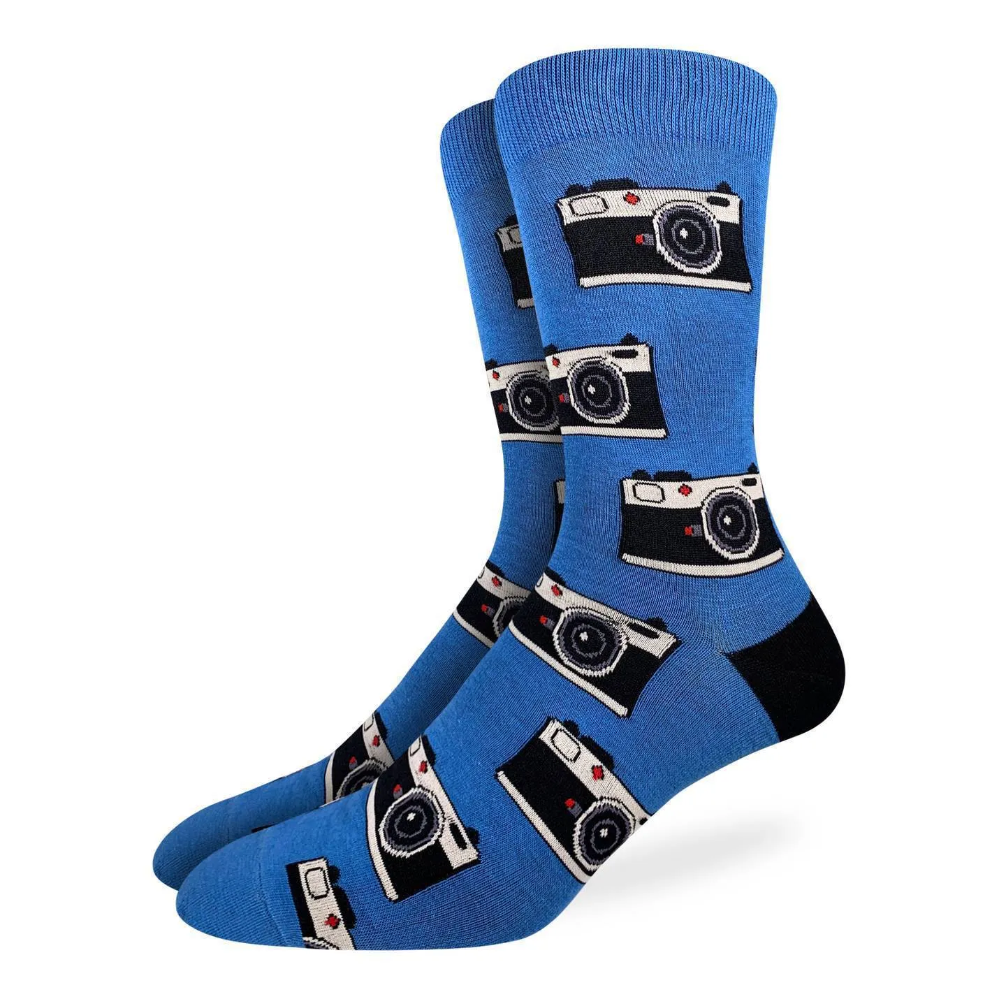 "Cameras" Cotton Crew Socks by Good Luck Sock sold by Great Sox