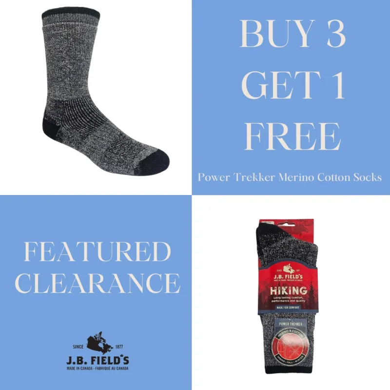 J.B. Field's "Power Trekker" Merino & Combed Cotton Socks - Large (CLEARANCE) sold by Great Sox