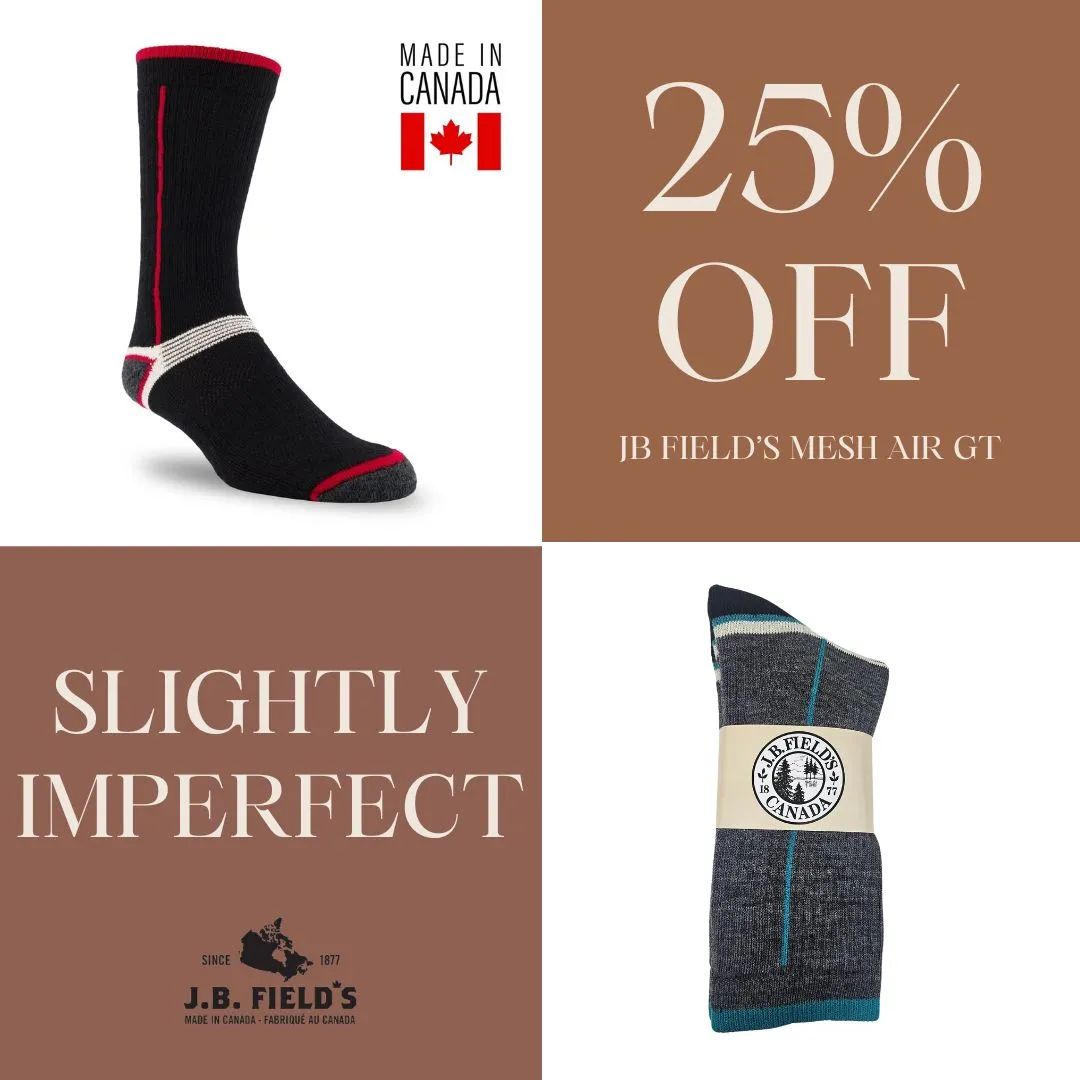 2 PAIR - J.B. Field's Hiking "Mesh Air GT" 75% Merino Wool Sock (Slightly Imperfect) sold by Great Sox