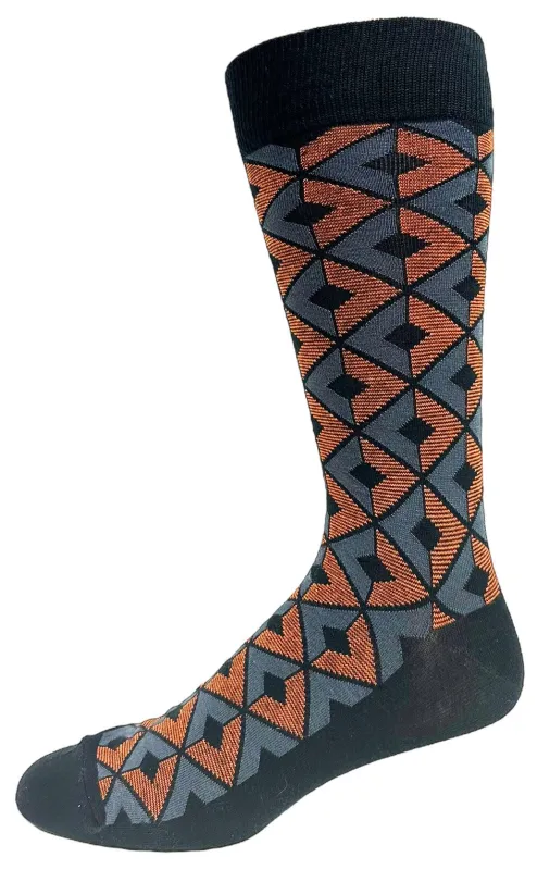 "GEOMETRIC" Cotton Socks by Key - Large sold by Great Sox