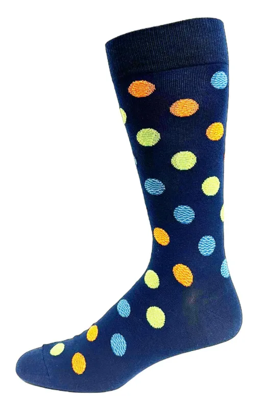 "WAVE IN DOTS" Cotton Socks by Key - Large sold by Great Sox