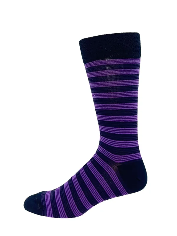 "Purple Stripe" Bamboo Socks by Key - Large sold by Great Sox