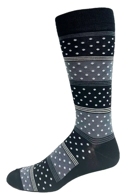 "DOTS IN BLOCK" Bamboo Socks by Key - Large sold by Great Sox