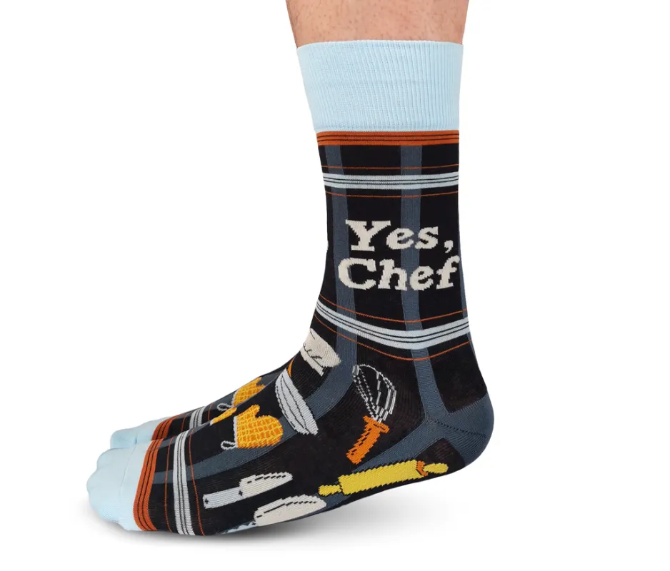 "Yes Chef" Cotton Crew Socks by Uptown Sox - Large sold by Great Sox