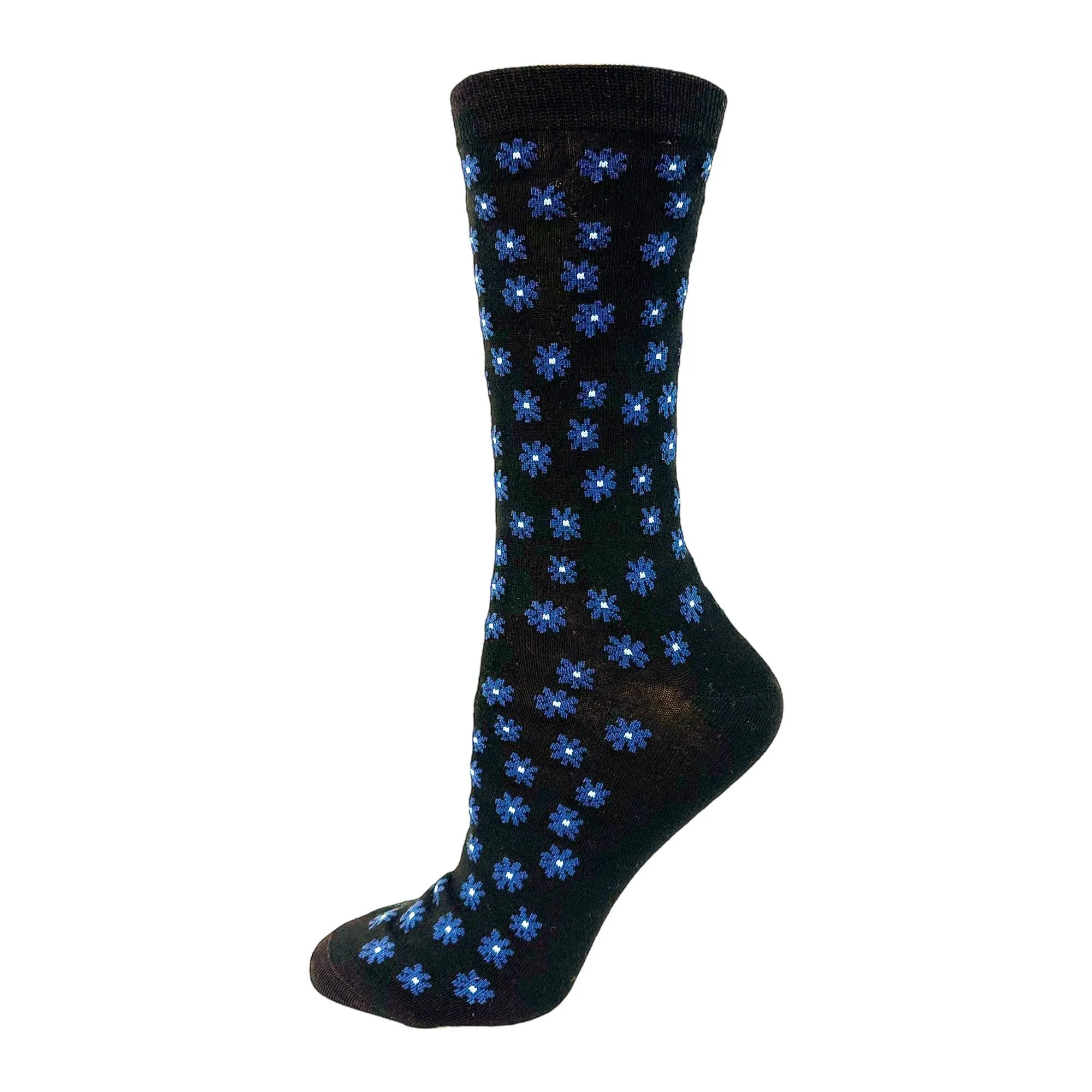 "Blue Daisy" Bamboo Socks by Vagden-Medium sold by Great Sox