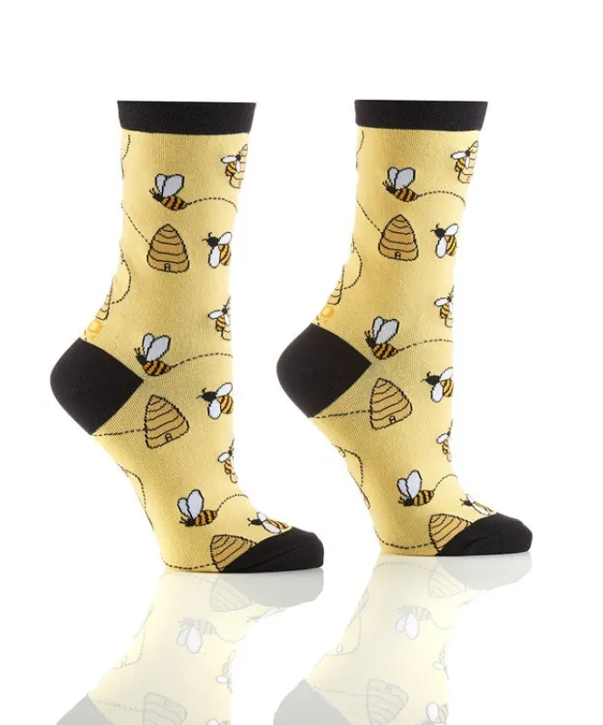 YO Sox "Busy Bee" Cotton Dress Crew Socks - Medium sold by Great Sox