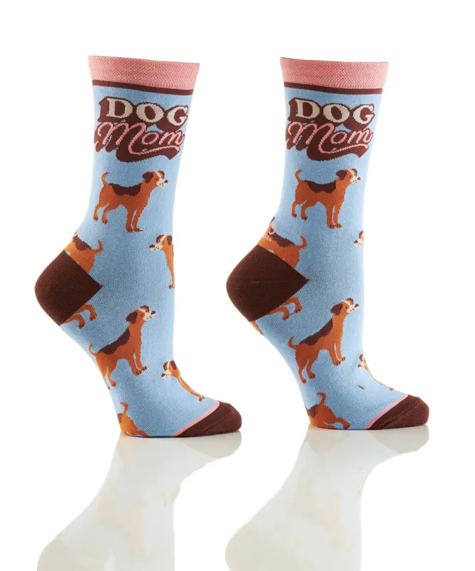 "Dog Mom" Cotton Dress Crew Socks by YO Sox - Medium sold by Great Sox