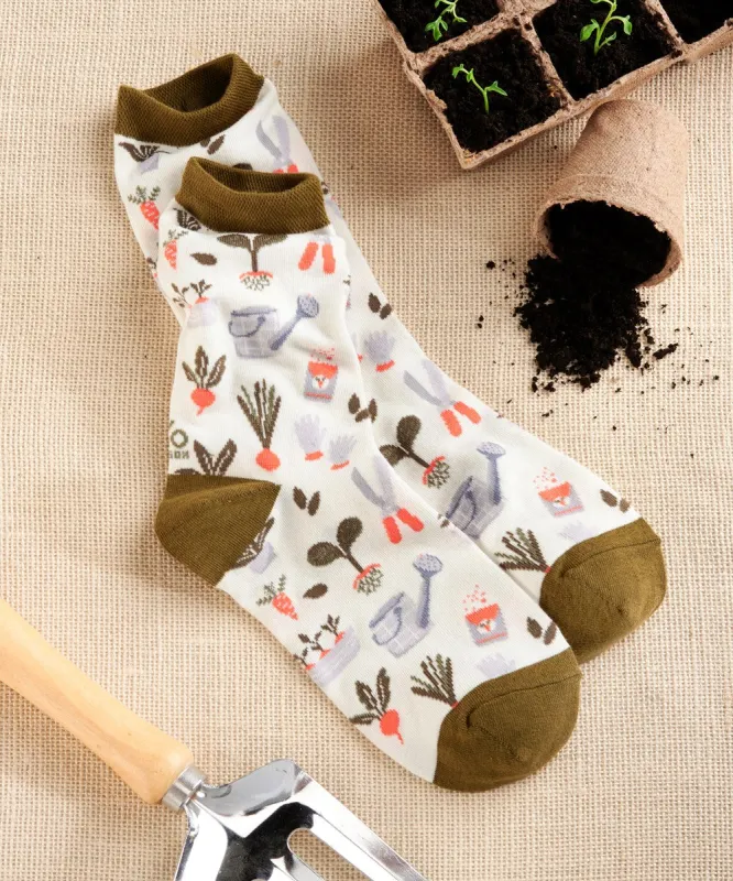 "Gardening" Cotton Dress Crew Socks by YO Sox -Medium sold by Great Sox