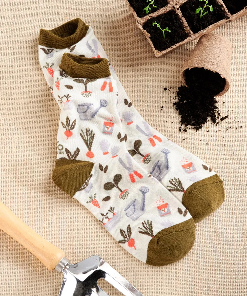 "Gardening" Cotton Dress Crew Socks by YO Sox -Medium sold by Great Sox