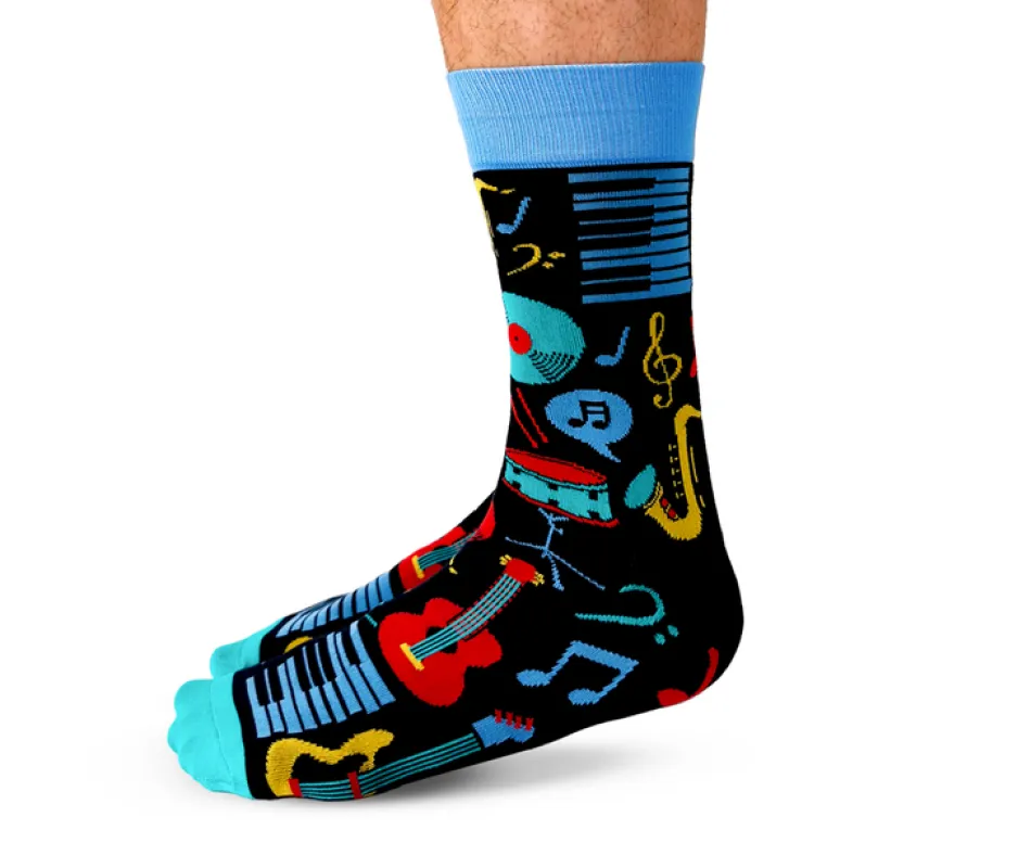 "Music Mania" Cotton Crew Socks by Uptown Sox - Large sold by Great Sox