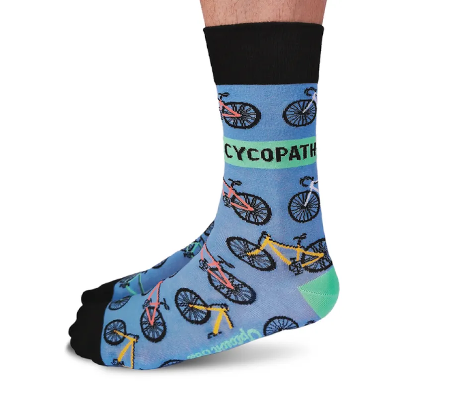 "Cycopath" Cotton Crew Socks by Uptown Sox - Large sold by Great Sox