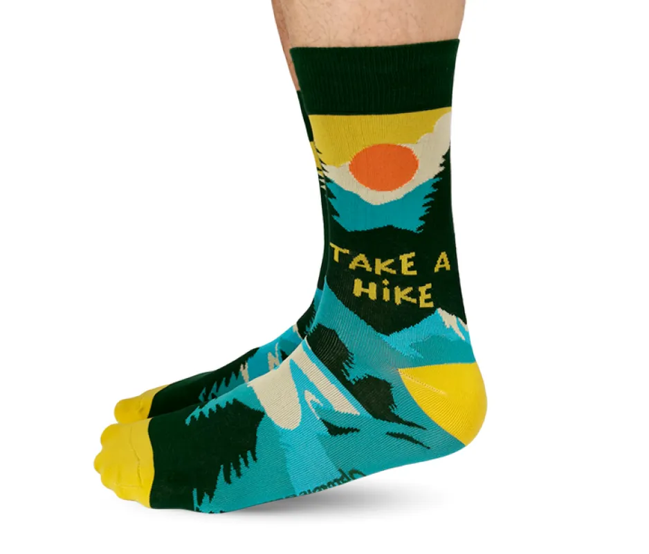 "Take a Hike" Cotton Crew Socks by Uptown Sox - Large sold by Great Sox