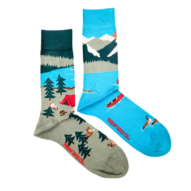 "Canada Mountain Scene" Landscape 85% Cotton Socks by Friday Sox Co sold by Great Sox