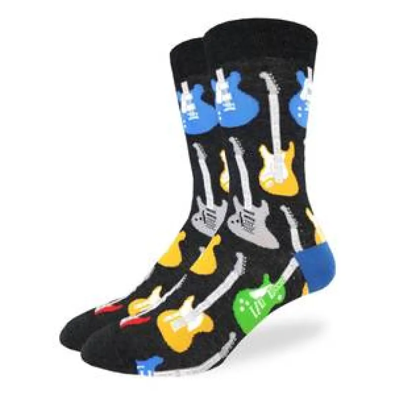 Electric Guitars Cotton Crew Socks by Good Luck Sock sold by Great Sox
