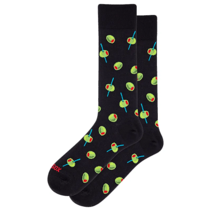 "Olives" Cotton Crew Socks by Hot Sox - Large sold by Great Sox