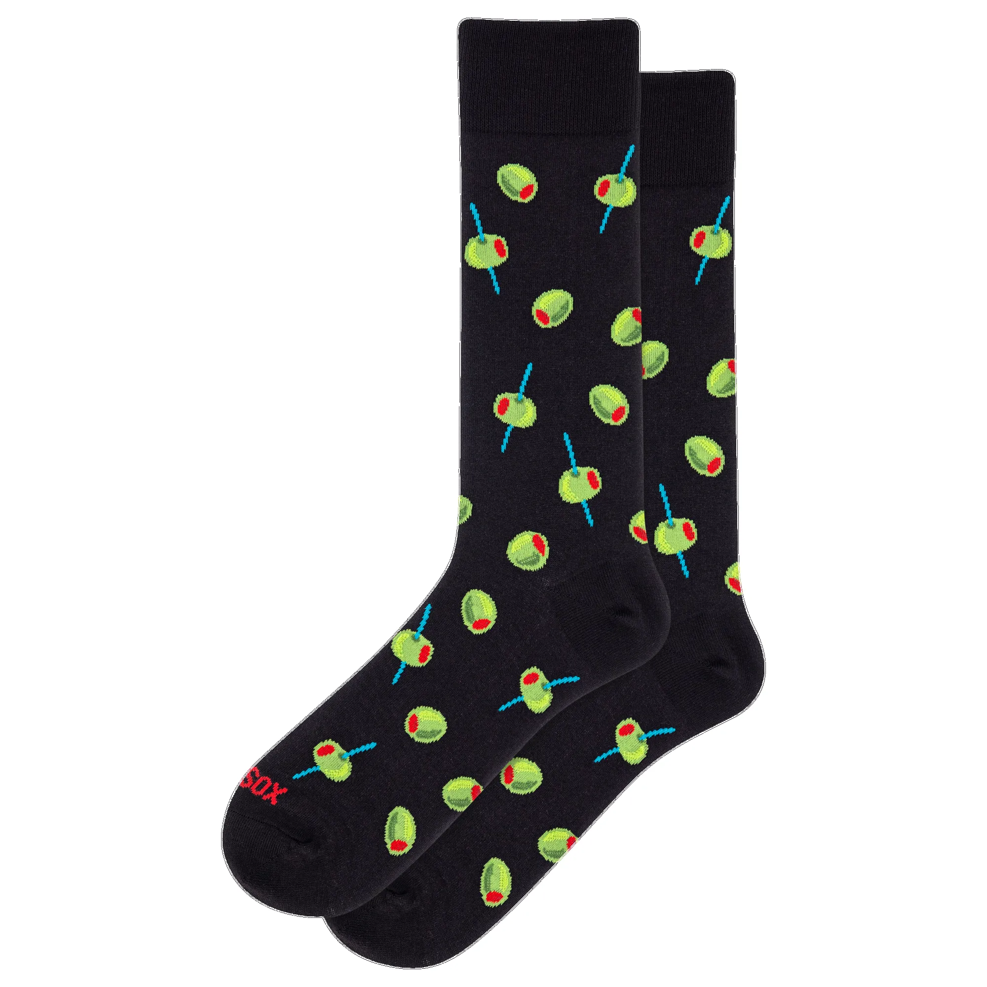 "Olives" Cotton Crew Socks by Hot Sox - Large sold by Great Sox