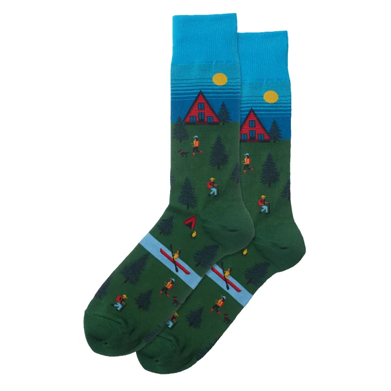 "Canoe Scenic" Cotton Crew Socks by Hot Sox sold by Great Sox