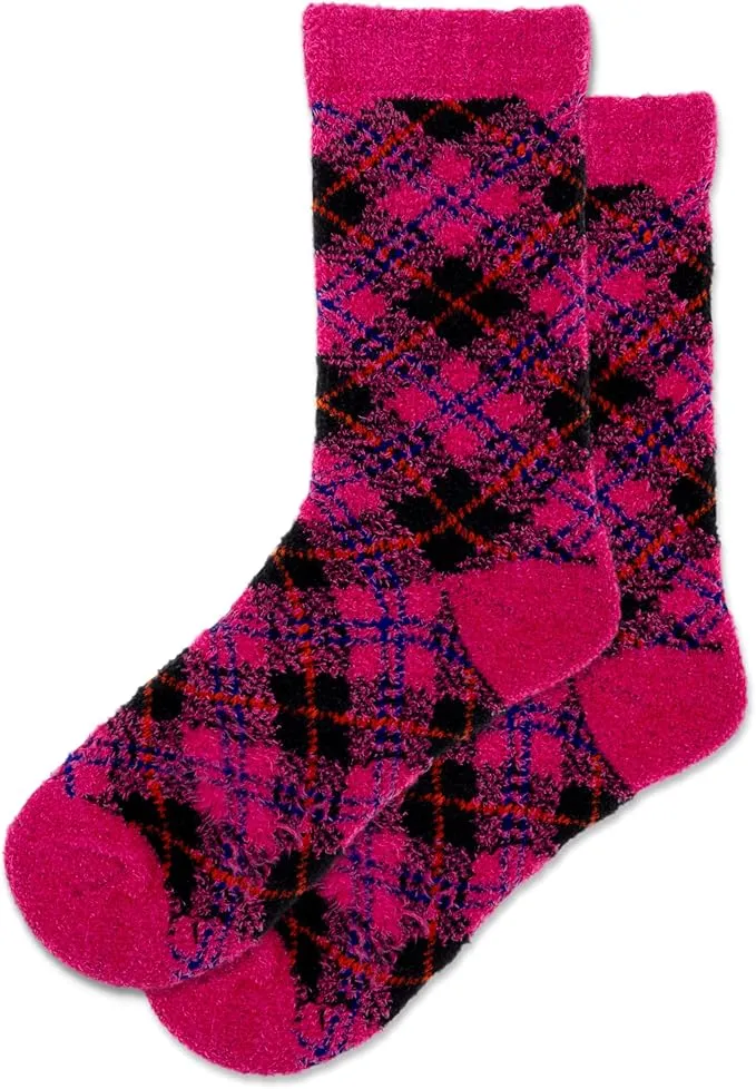 Hot Sox "Diagonal Plaid Feathery" Crew Socks - Medium sold by Great Sox
