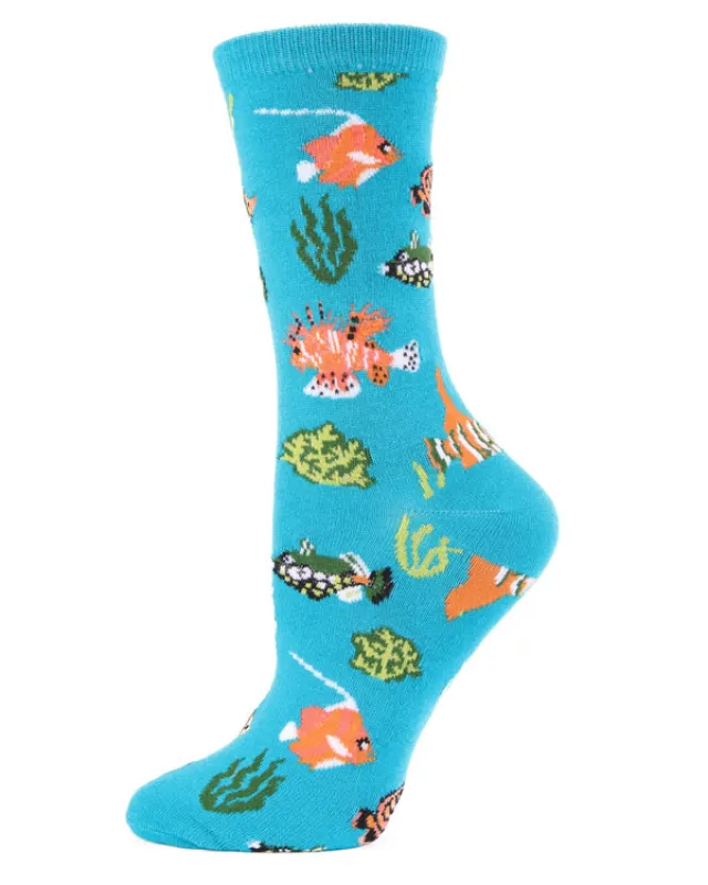 "Tropical Fish" Crew Bamboo Socks by Me Moí sold by Great Sox