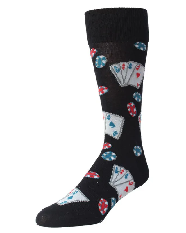 "Poker" Bamboo Crew Socks by Me Moí sold by Great Sox