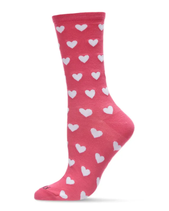"Hearts" Crew Bamboo Socks by Me Moí - Medium sold by Great Sox