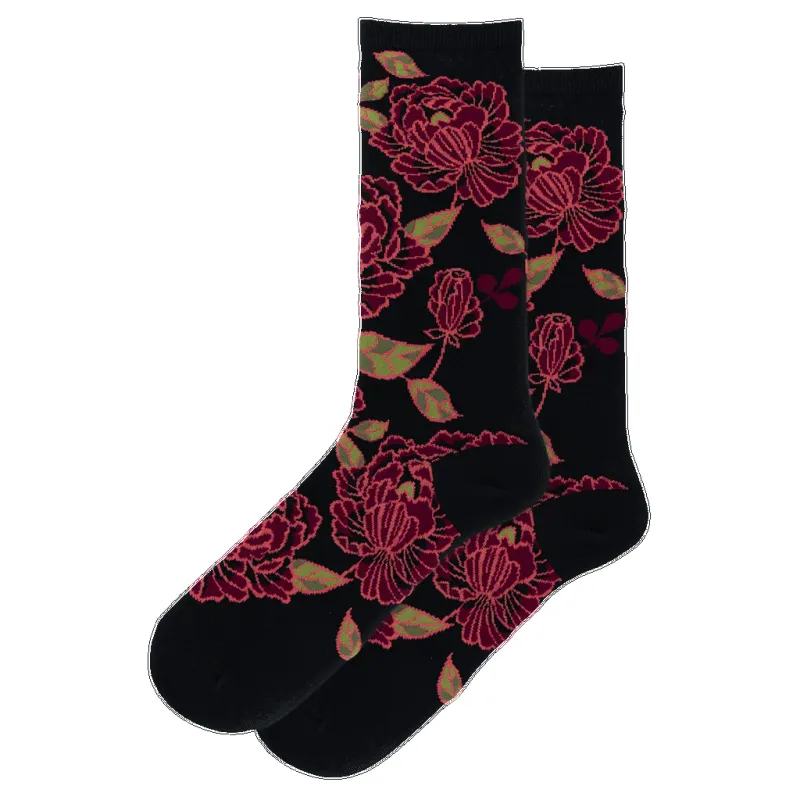 "Tapestry Floral" Crew Socks by Hot Sox - Medium made by Hot Sox