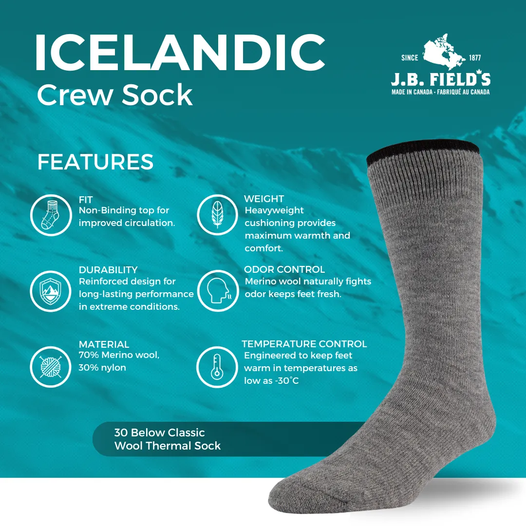 J.B. Field's Icelandic "30 Below Classic" 70% Merino Wool Thermal Sock (DOORCRASHER) - XL sold by Great Sox product image thumbnail 3