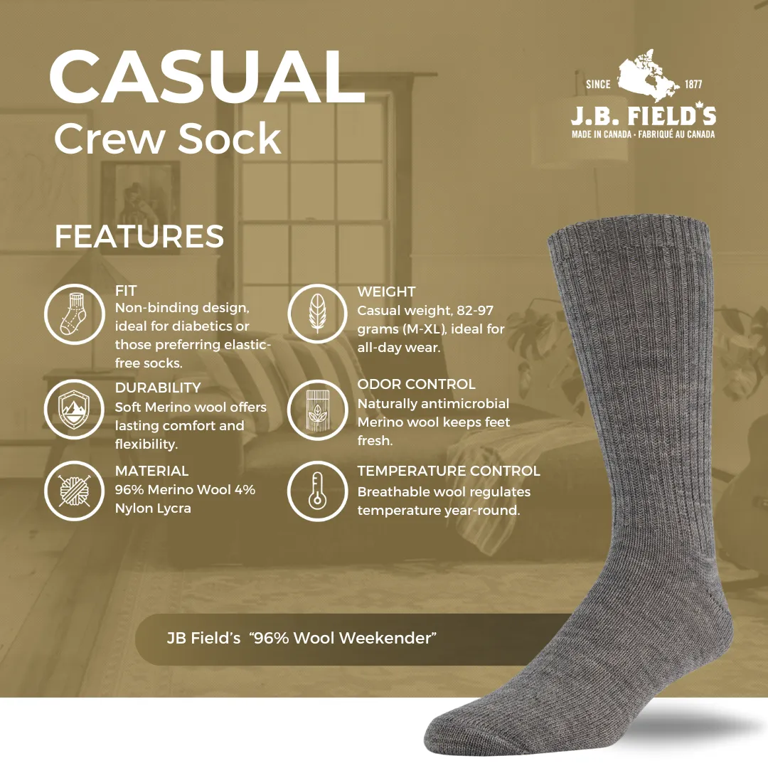 J.B. Field's "Wool Weekender" 96% Merino Wool Socks (DOORCRASHER) sold by Great Sox product image thumbnail 3