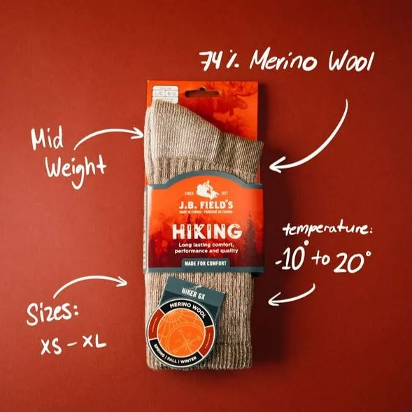 J.B. Field's "Hiker GX" 74% Merino Wool Hiking Crew Sock - (DOORCRASHER) -LARGE sold by Great Sox product image thumbnail 4