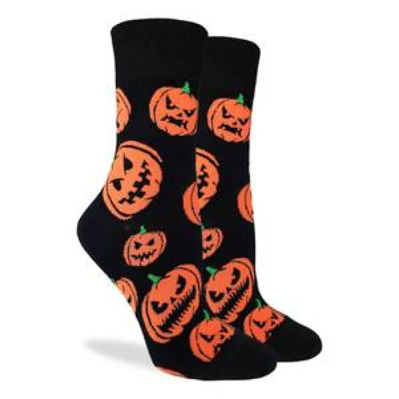 "Halloween Pumpkins" Cotton Crew Socks by Good Luck Sock sold by Great Sox